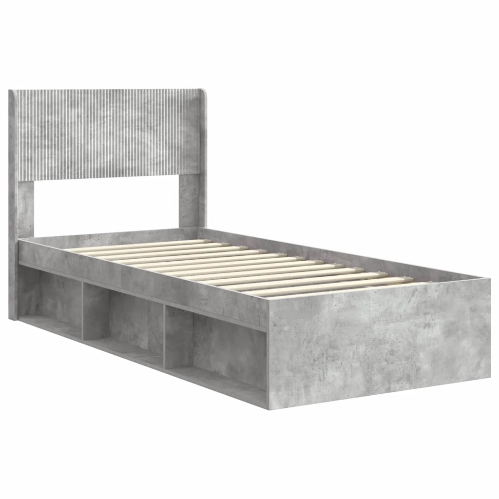 Struttura del letto con stoccaggio e testata Grigio Cemento 3414246
