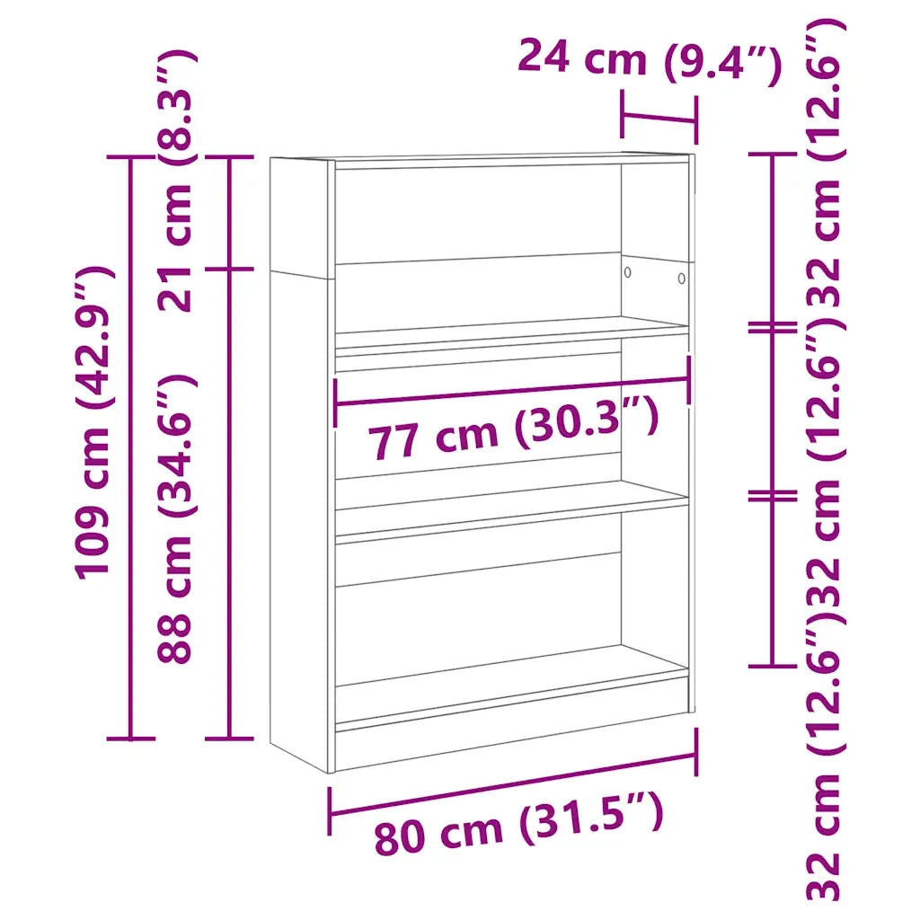 Libreria Rovere Fumo 80x24x109 cm in Legno Multistrato 857839