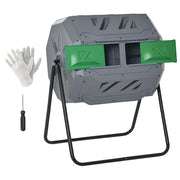 Compostiera 2 Compartimenti 160 Litri Rotante ¨C Zephmum ¨C Grigio Verde Nero 71x65x96