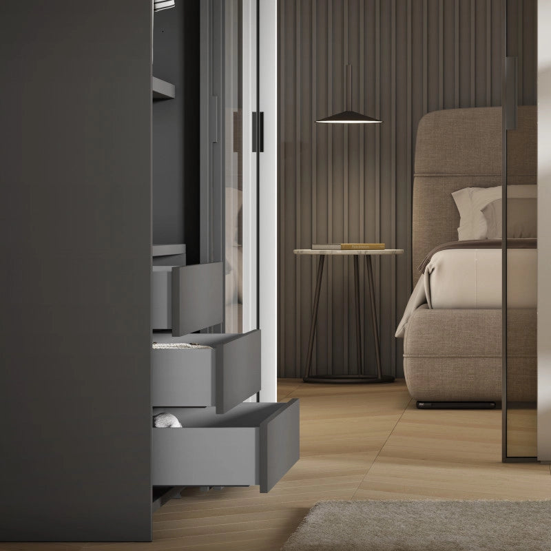 Cassetto esterno Vertex con regolazione 3D altezza 131mm, 40kg, profondità 450mm, Acciaio, Grigio antracite