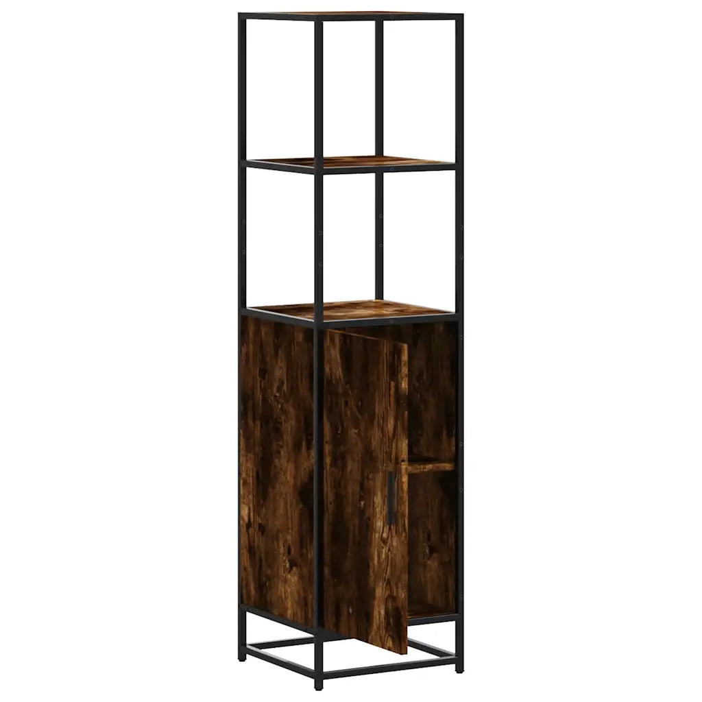 Credenza-Buffet-Armadio da cucina Rovere Fumo 35,5x35x139 cm Legno Multistrato Metallo 167859