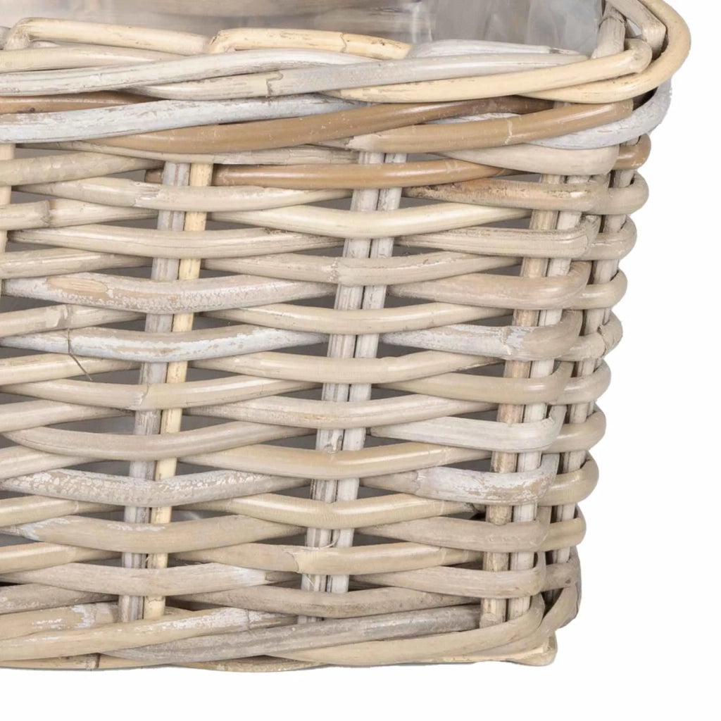 Cestino da Vaso con archiviazione 3 pz Grigio Rattan Kubu CFW3651682