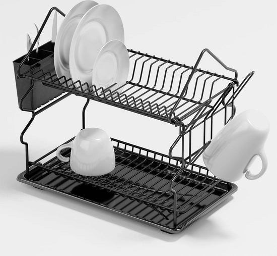 Afdruiprek 2 livelli, afdruiprek automatico, scarico automatico (42,2 x 23,7 x 35,3 cm), materiale di alta qualità afdruiprek nero