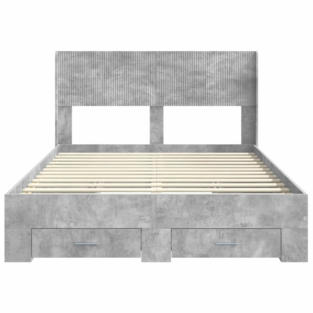 Struttura del letto con stoccaggio e testata Grigio Cemento 3414470