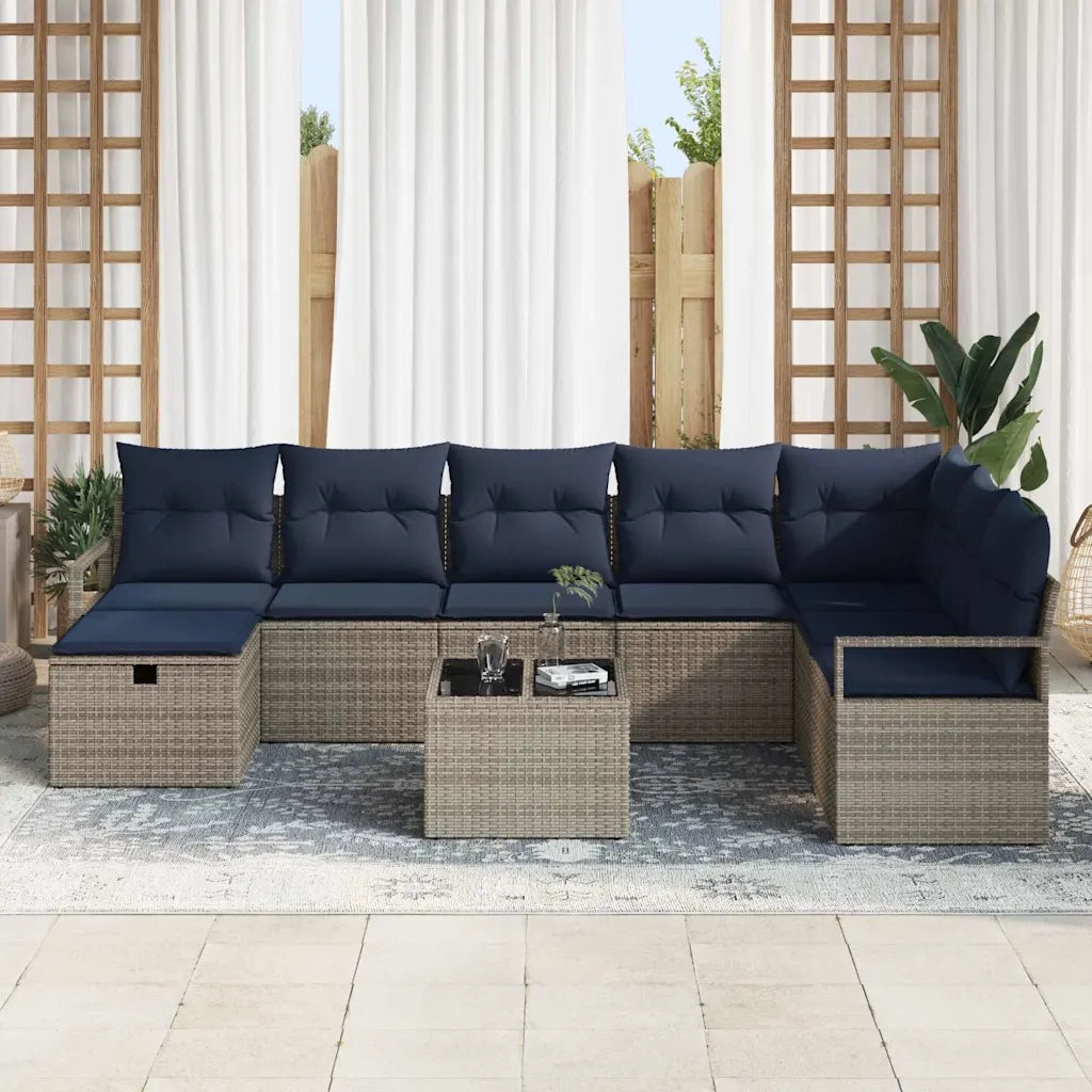 Set di divani con cuscino con archiviazione Grigio polyrattan 3359244