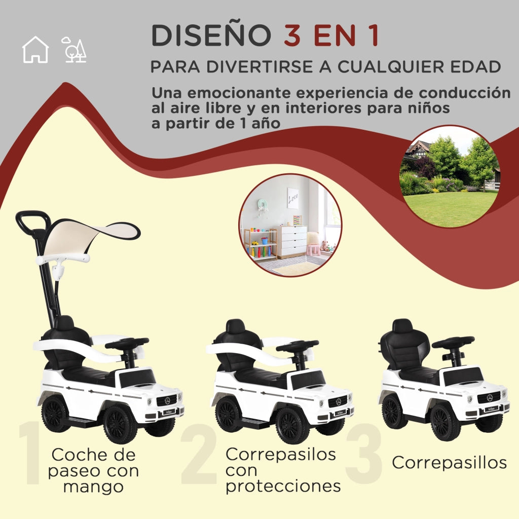 Correpasillos per Bambini 1-3 Anni con Barra di Sicurezza ¨C Minimal ¨C Bianco 85.5x40.5x95 cm
