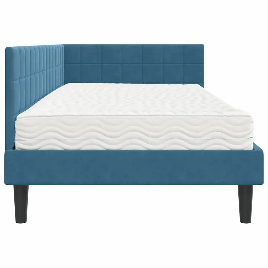 Struttura Letto Angolare con Materasso 2 pcs Blu Velluto 3393967