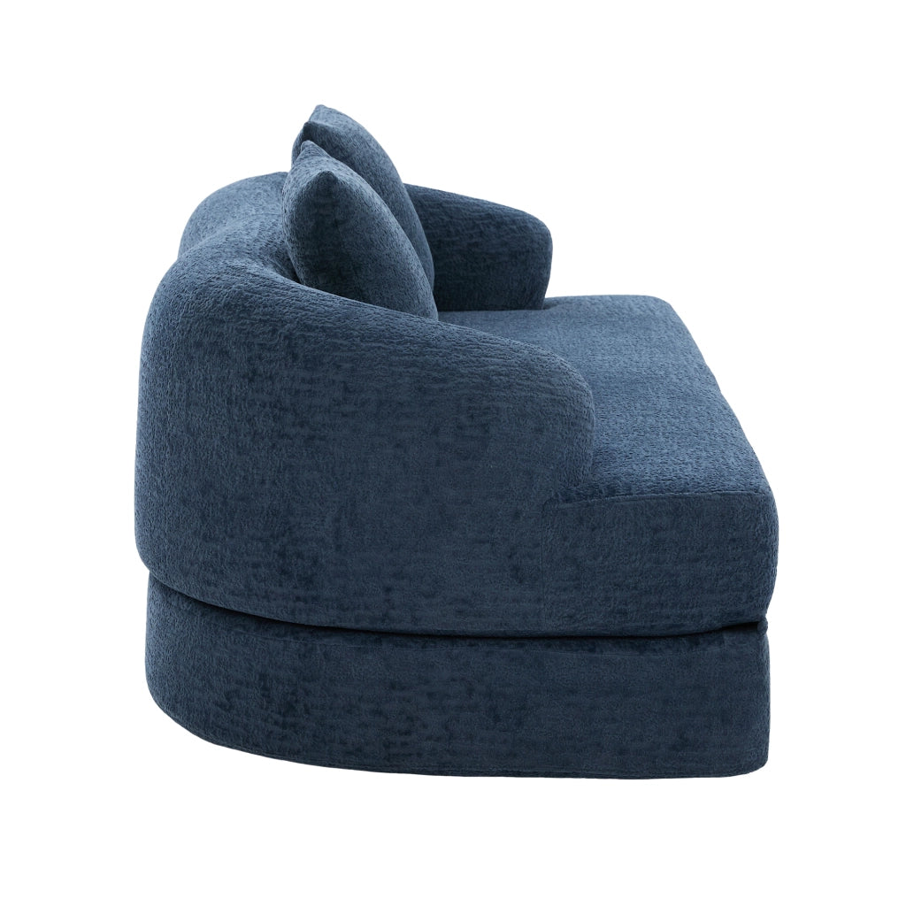 Divano letto 2 posti - convertibile in letto con 2 cuscini - in chenille blu navy