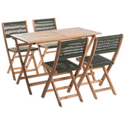 Set da pranzo da giardino Verde Tavolo in legno di acacia 120 x 60 cm 4 sedie da esterno