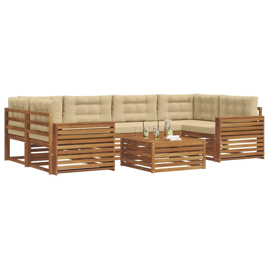 Set di divani da esterno con cuscino 7 pcs Naturale e Beige 3373108