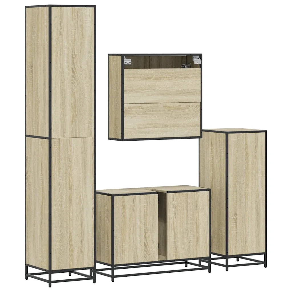 Set Mobili da Bagno 4 pz Rovere Sonoma in Legno Multistrato 3301201
