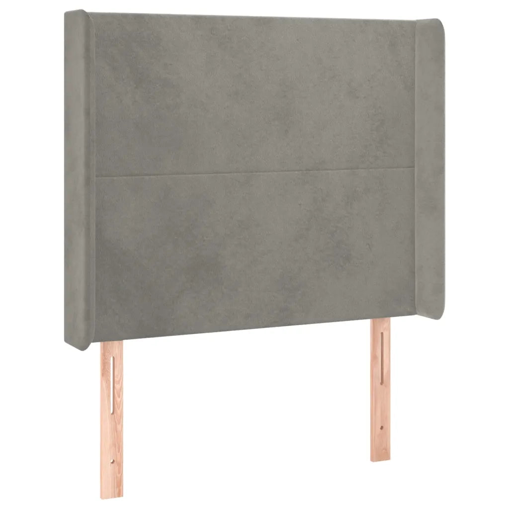 Letto a Molle Materasso e LED Grigio Chiaro 90x190 cm Velluto