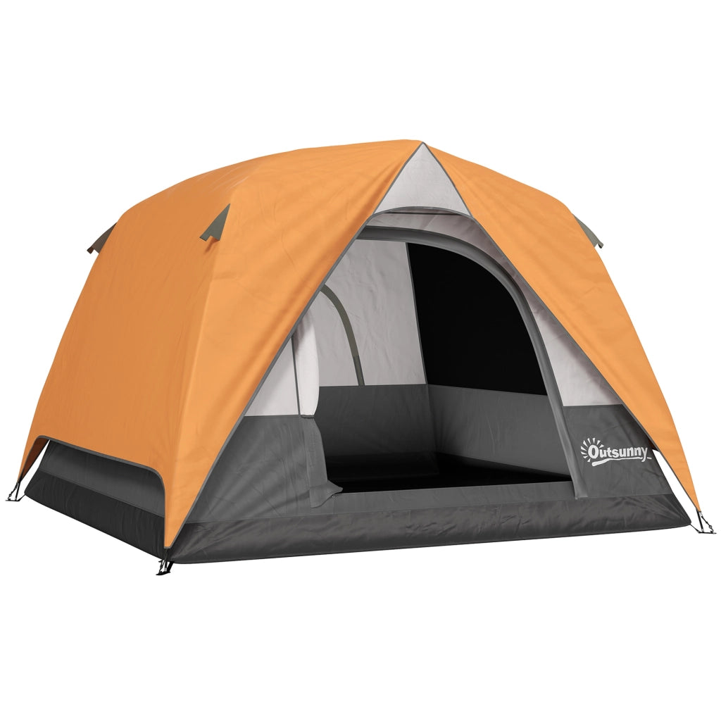 Tenda da Campeggio-Tenda per Escursionismo  per 3 Persone Impermeabile con Tasca, Gancio per Lanterna e Borsa, 2x2x1.35m, Arancione