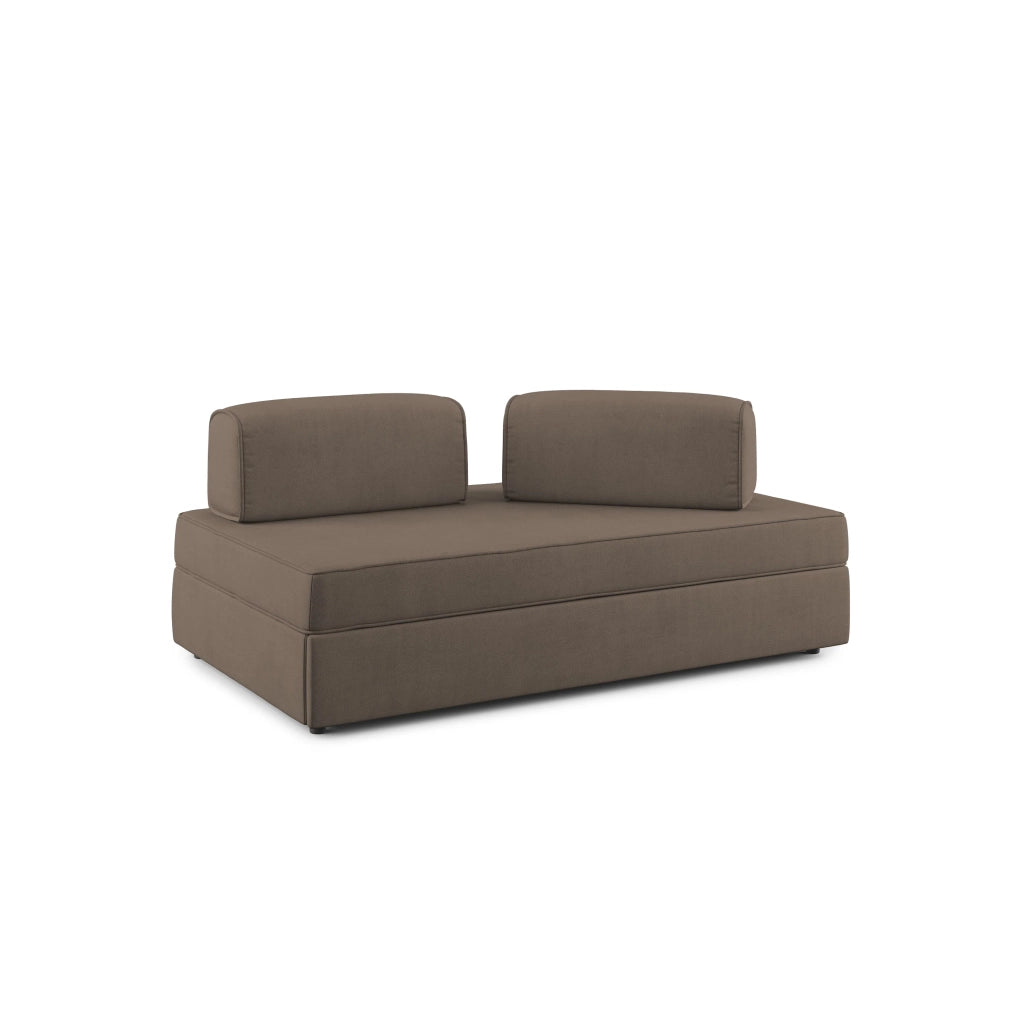 Liberty Divano con pouf estraibile e schienali movibili in tessuto morbido impermeabile T02 200 cm marrone