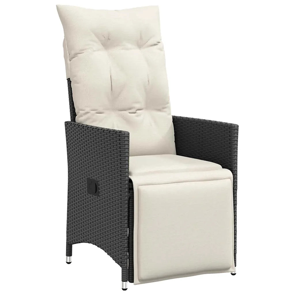 Set da Pranzo per Giardino con cuscino 7 pcs Nero polyrattan