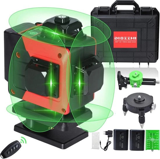 Laser livella con 4D Regolazione Automatica di Livello - Laser verde con linee incrociate a 360° e comando a distanza