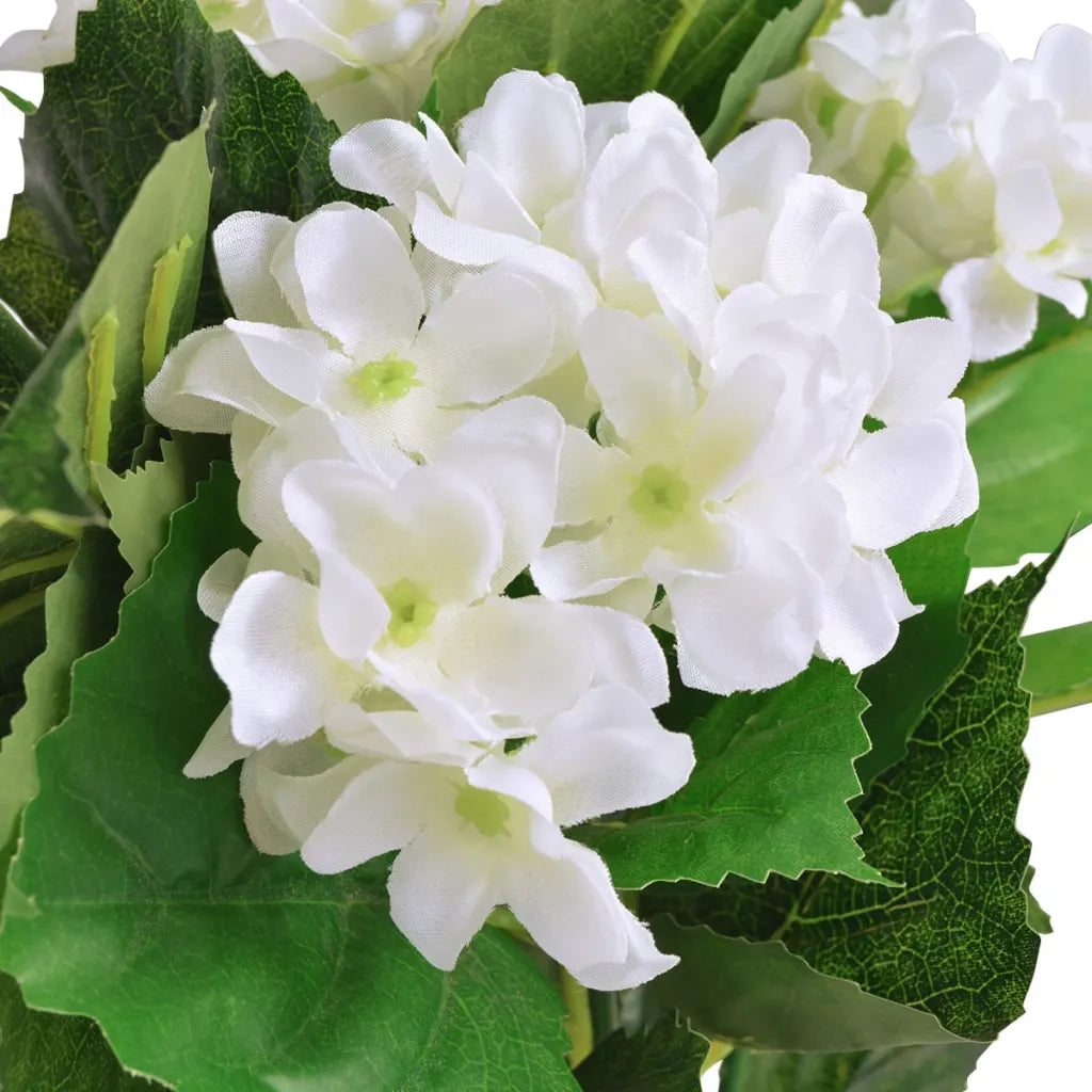 Ortensia Pianta Artificiale con Vaso-Piante Decorative 60 cm Bianca
