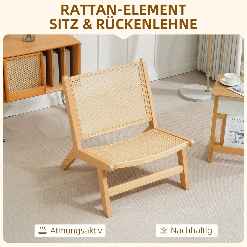 Sedia in Rattan con Schienale Alto ¨C zephmum ¨C Naturale 64x70x74 cm