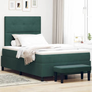 Letto a molle con materasso Verde scuro 120 x 190 cm Velluto