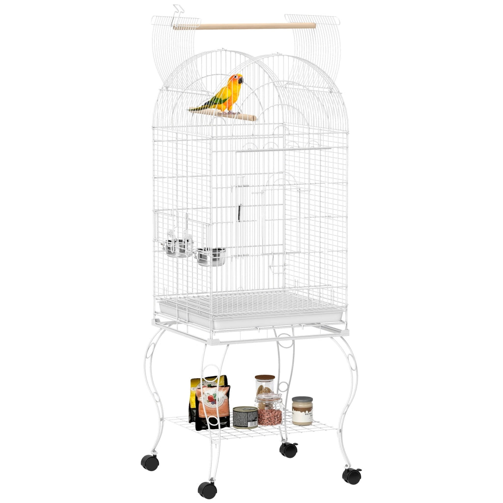 Gabbia per Uccelli con Ruote e Ripiano ¨C Xylo ¨C 51x51x153 cm Bianco
