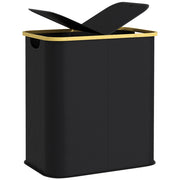 Cestello per biancheria pieghevole doppio con coperchio ¨C zephmum ¨C nero 80L