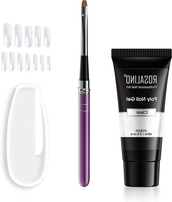 Kit di estensione per unghie con gel di unghia falso e pennellino 60ml, set di inizio per unghie brillanti con lampada UV LED per manicure.