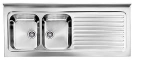 Lavello ROSSANA appoggio 150X60 2 vasche sinistre+ gocciolatoio ACCIAIO INOX 031139.S1.01.2009