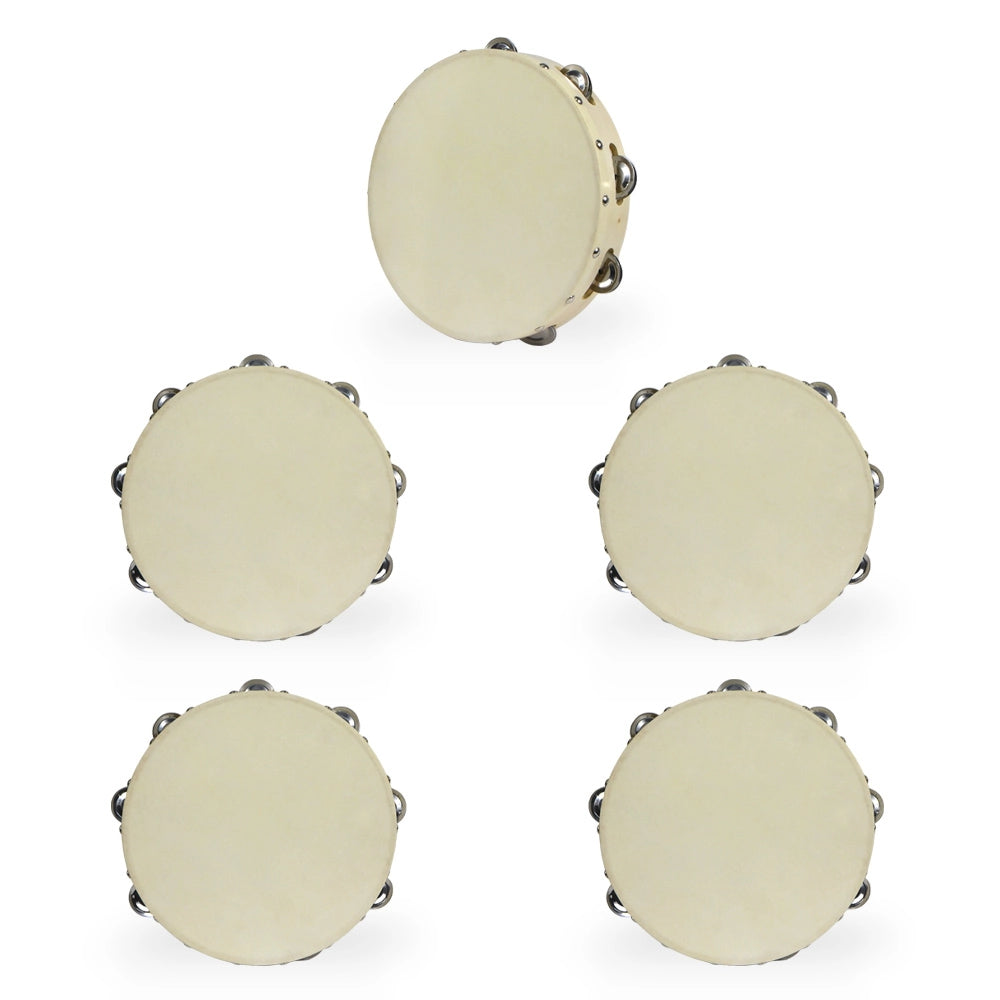 5 Tamburelli in Legno decorativi da 25 cm di diametro con Sonagli
