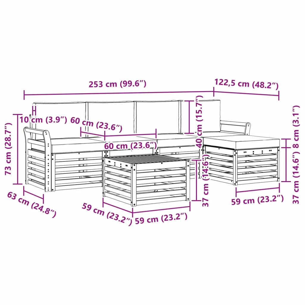 Set di divani da esterno 6 pcs Bianco e Antracite 3391717