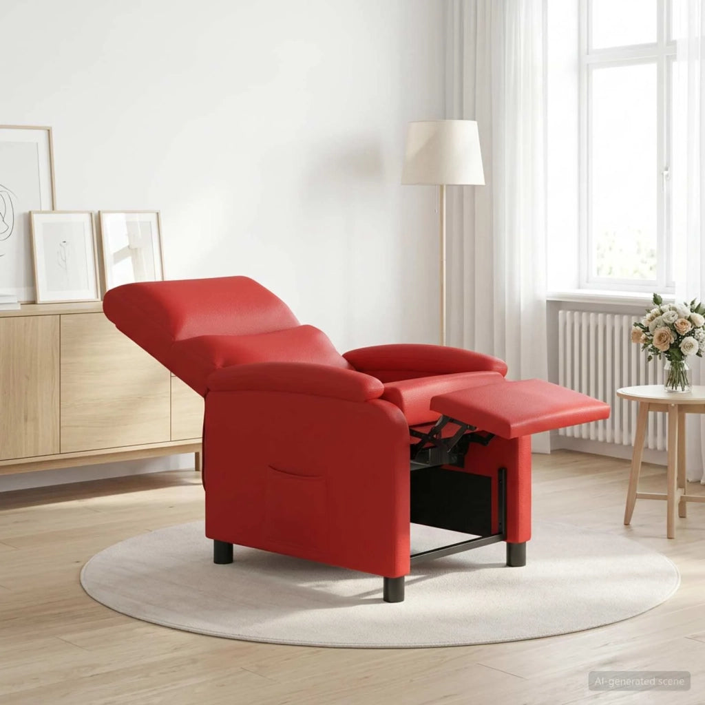 Divano Sedia-Poltrona reclinabile Rosso Similpelle 590911