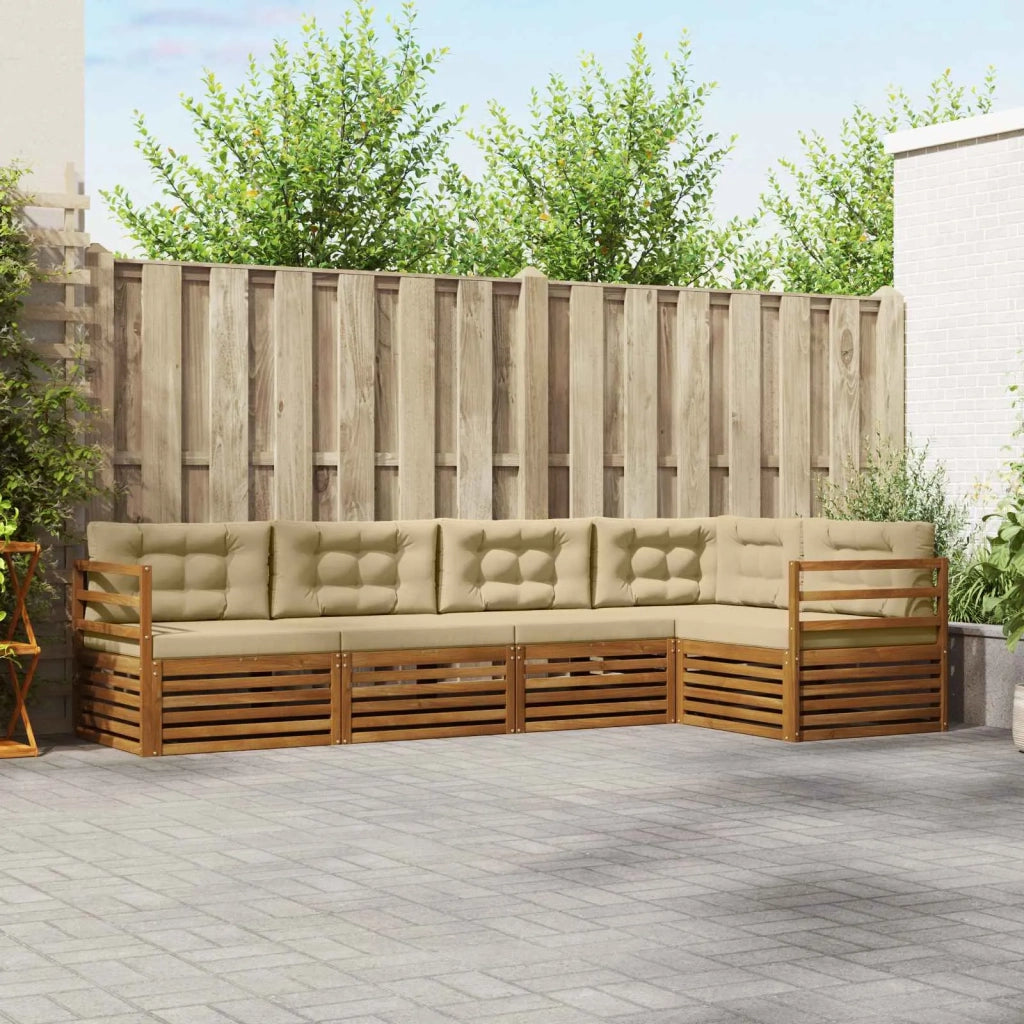 Set di divani da esterno con cuscino 5 pcs Naturale e Beige 3373443