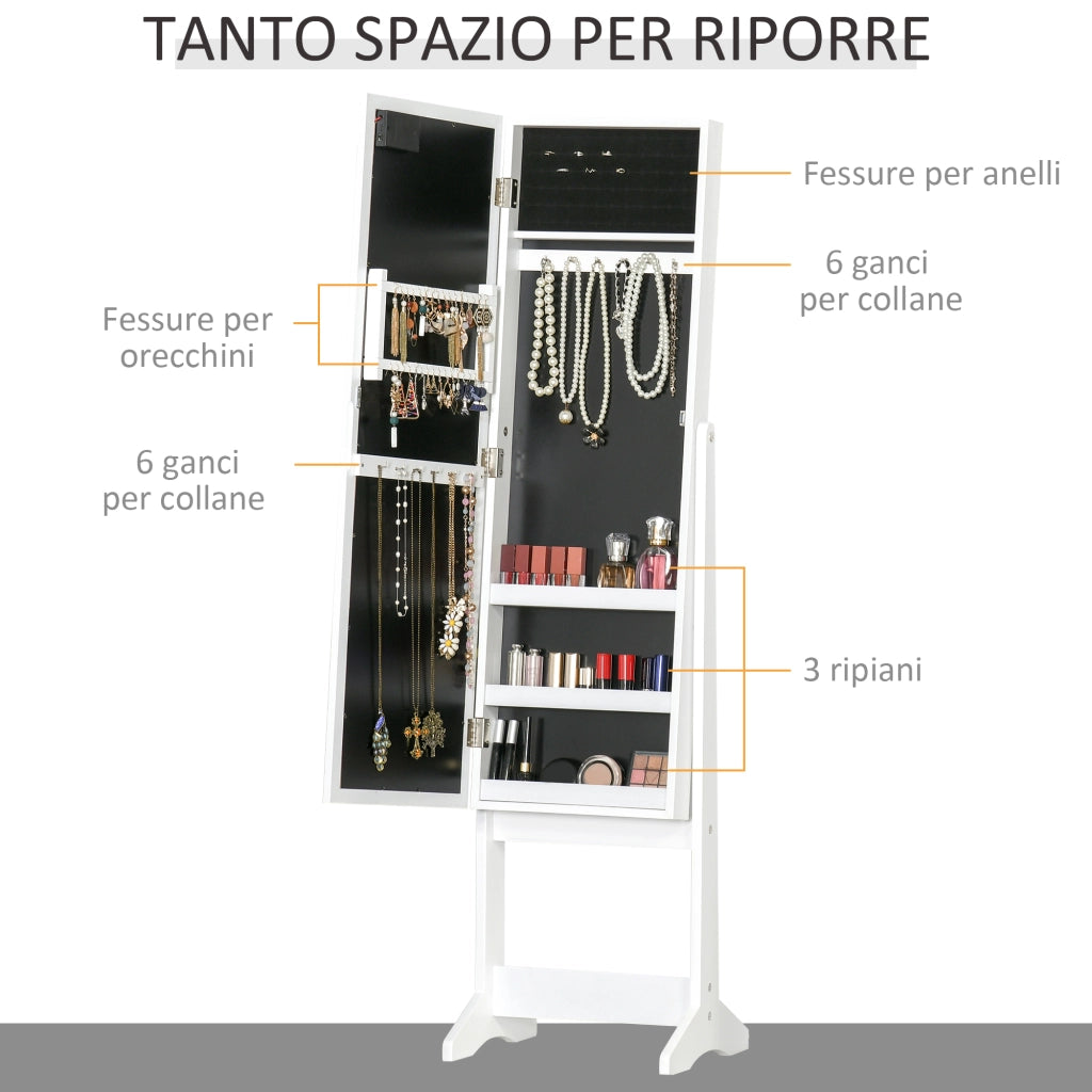 Armadietto con Specchio e Luci ¨C zephmum ¨C Bianco, 36x30x136 cm