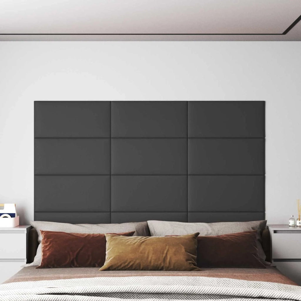 Testiera da Parete 12 pcs Grigio 60 x 30 cm Tessuto 4008348