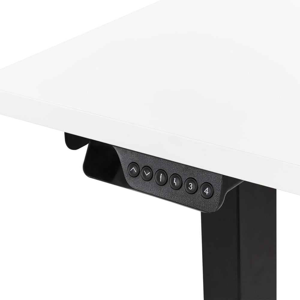 Scrivania elettrica regolabile a forma di L 160 x 59 cm Piano nero e bianco lato destro stile moderno