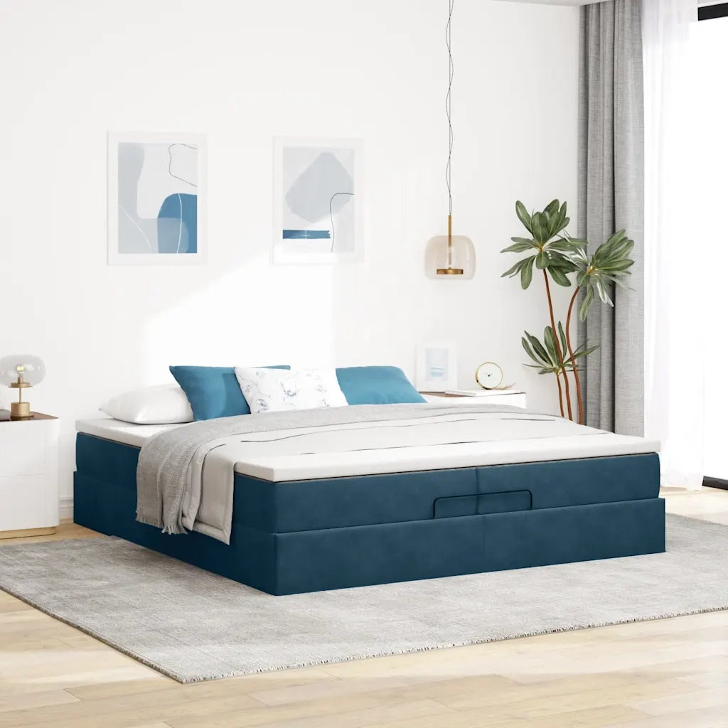 Struttura Letto Pouf con Materassi 200x200 cm Velluto 3311211