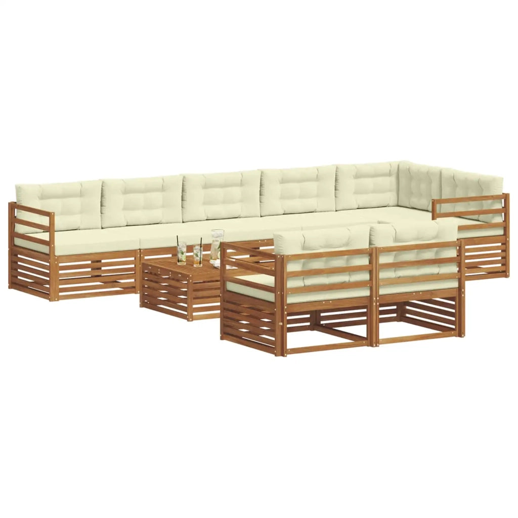 Set di divani da esterno con cuscino 9 pcs Naturale e Crema 3373680