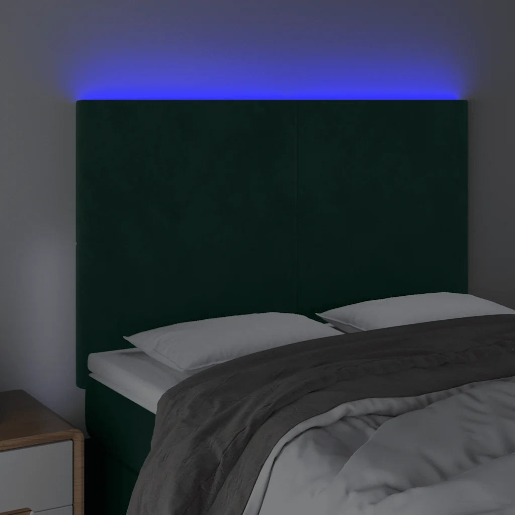Testiera | Testata a LED Verde Scuro 144x5x118/128cm in Velluto