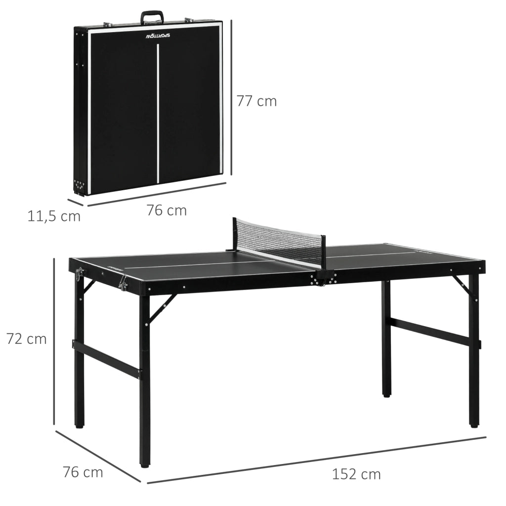 Tavolo da ping pong pieghevole ¨C zephmum ¨C nero 152x76x72 cm
