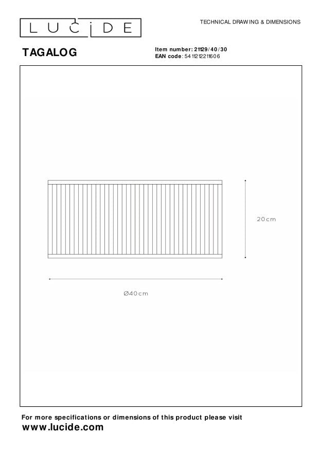 Plafoniera Lucide Tagalog bambù nero 40cm 1xE27 40W
