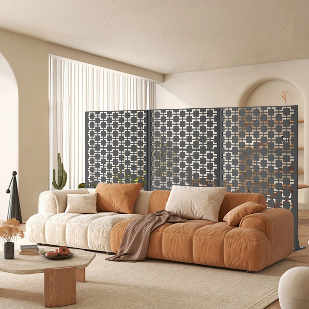 Paravento da Giardino in Metallo ¨C MINIMAL ¨C 183x116 cm, per Balcone, Patio e Terrazza