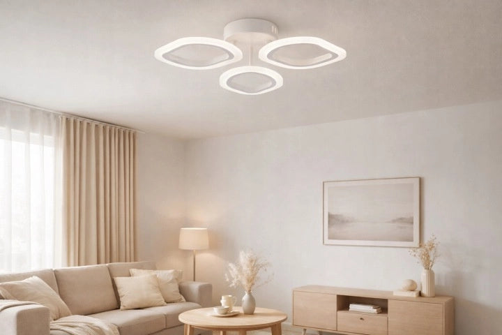 Lampada da soffitto LED 36W bianca foglie Vargo telecomando