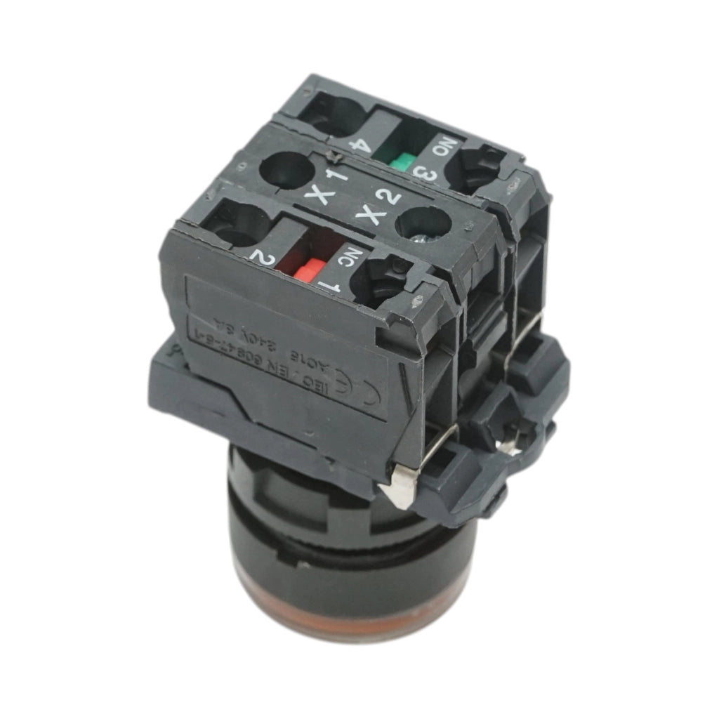 Pulsante con ritorno e segnalazione LED giallo 1NO+1NC, 24V/10A TB5 Breckner Germany