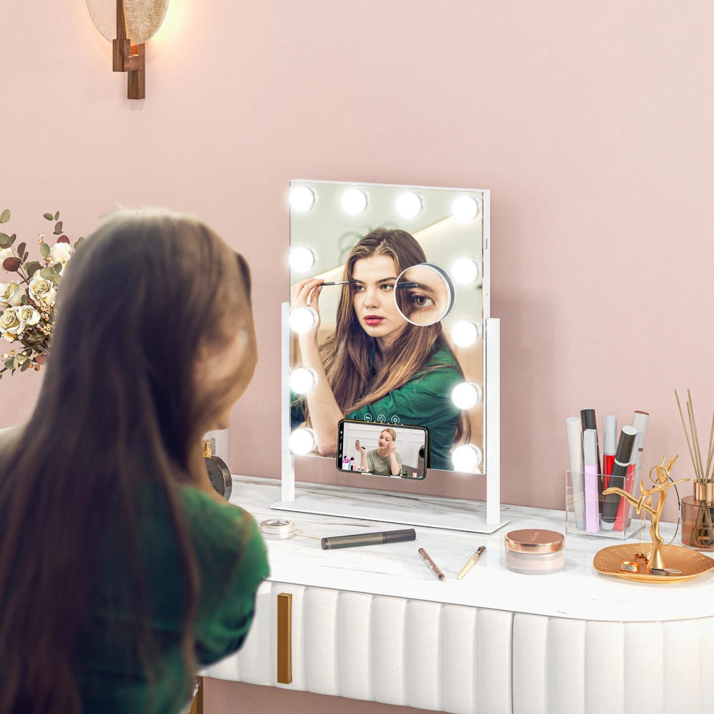Specchio da Trucco con Luce ¨C zephmum ¨C Bianco 30x40 cm