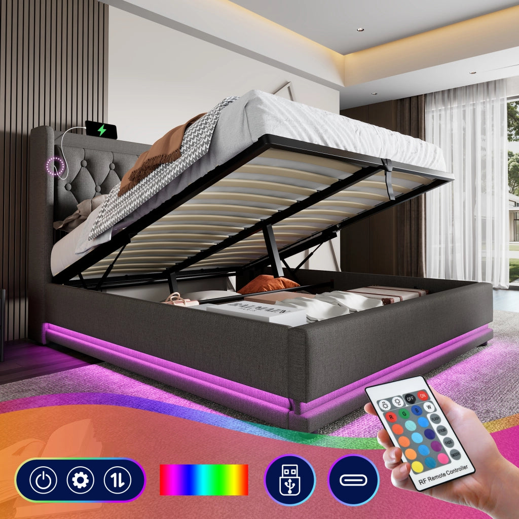 letto imbottito cotone grigio 140 x 200 cm