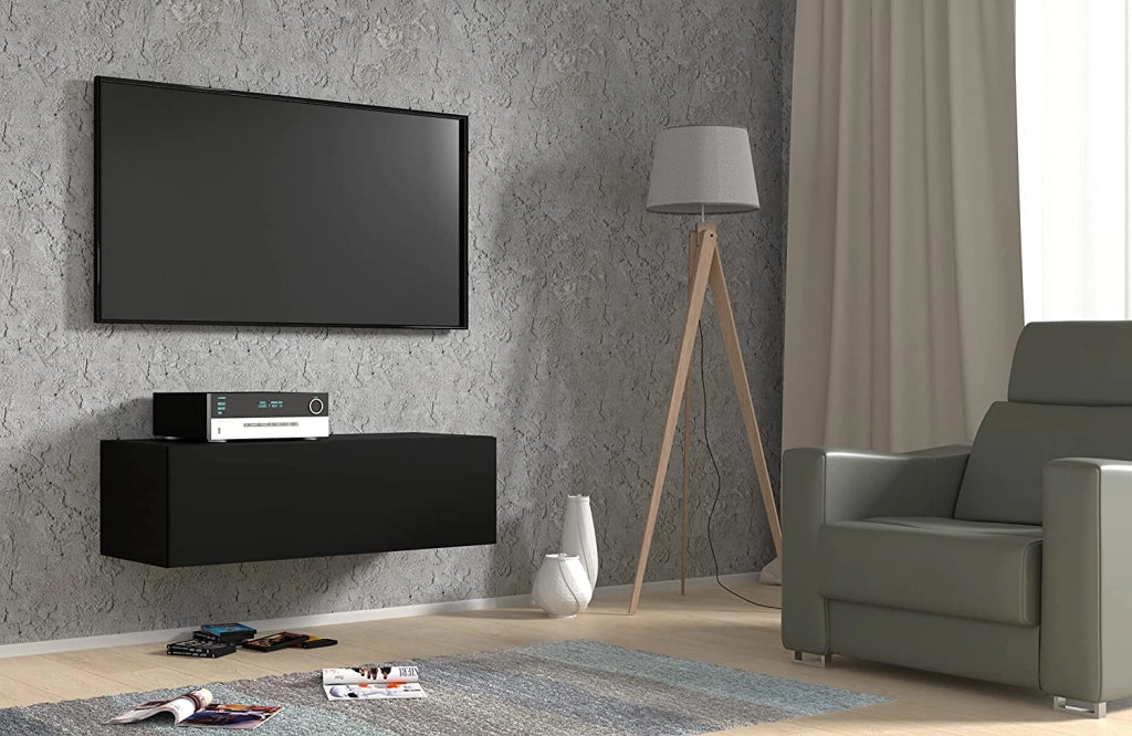 MOBILE TV PORTA TV STAND TV SOGGIORNO BINGO 100x40x30cm NERO OPACO