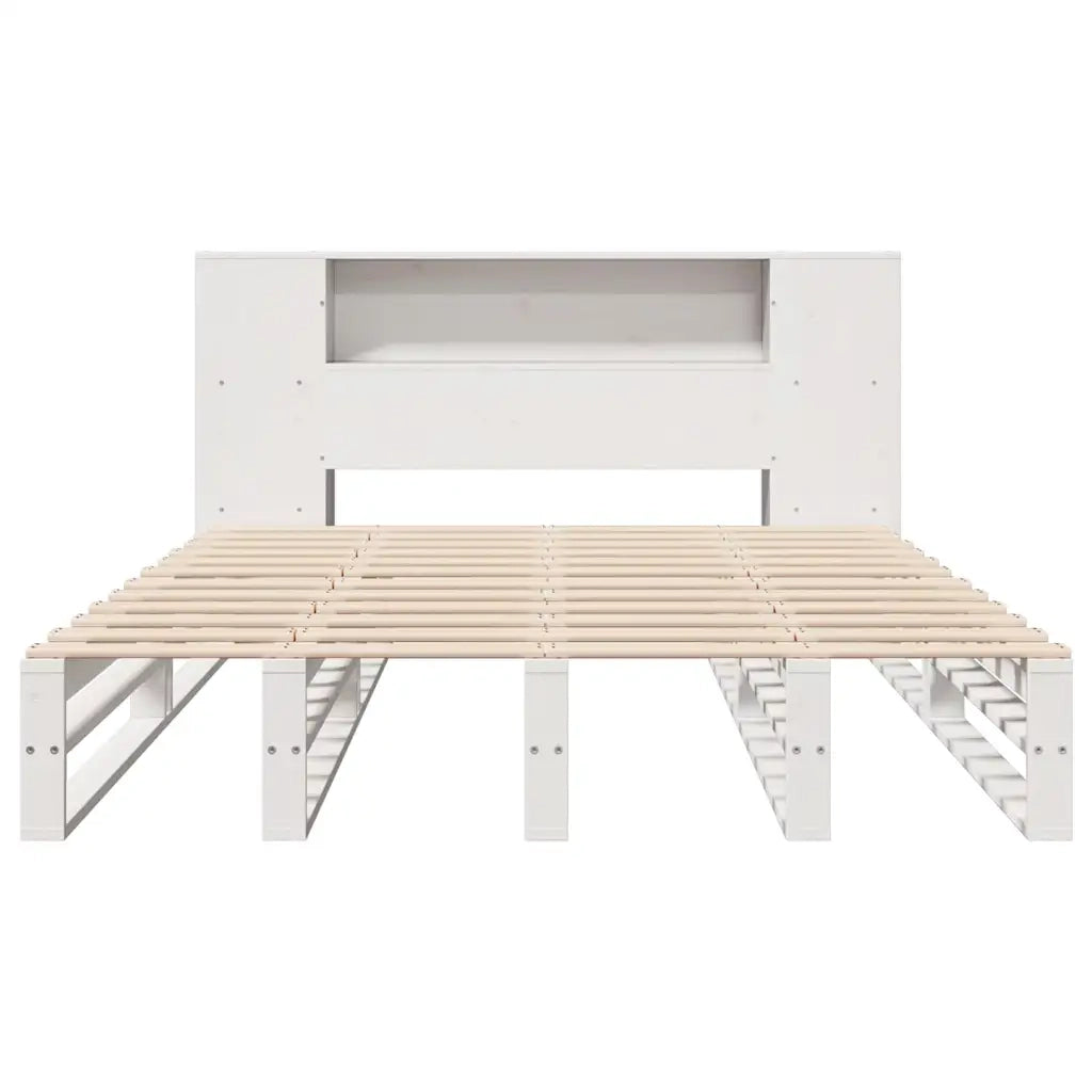 Letto Libreria senza Materasso Bianco 140x200 cm Legno Massello 3323876