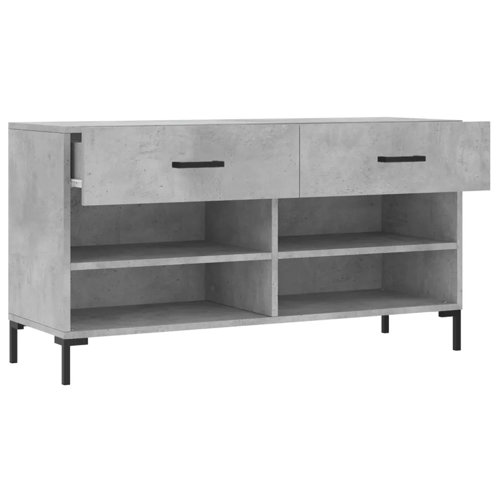 Panca Porta Scarpe | Scarpiera | Mobile per scarpe Grigio Cemento 102x35x55cm Legno Multistrato