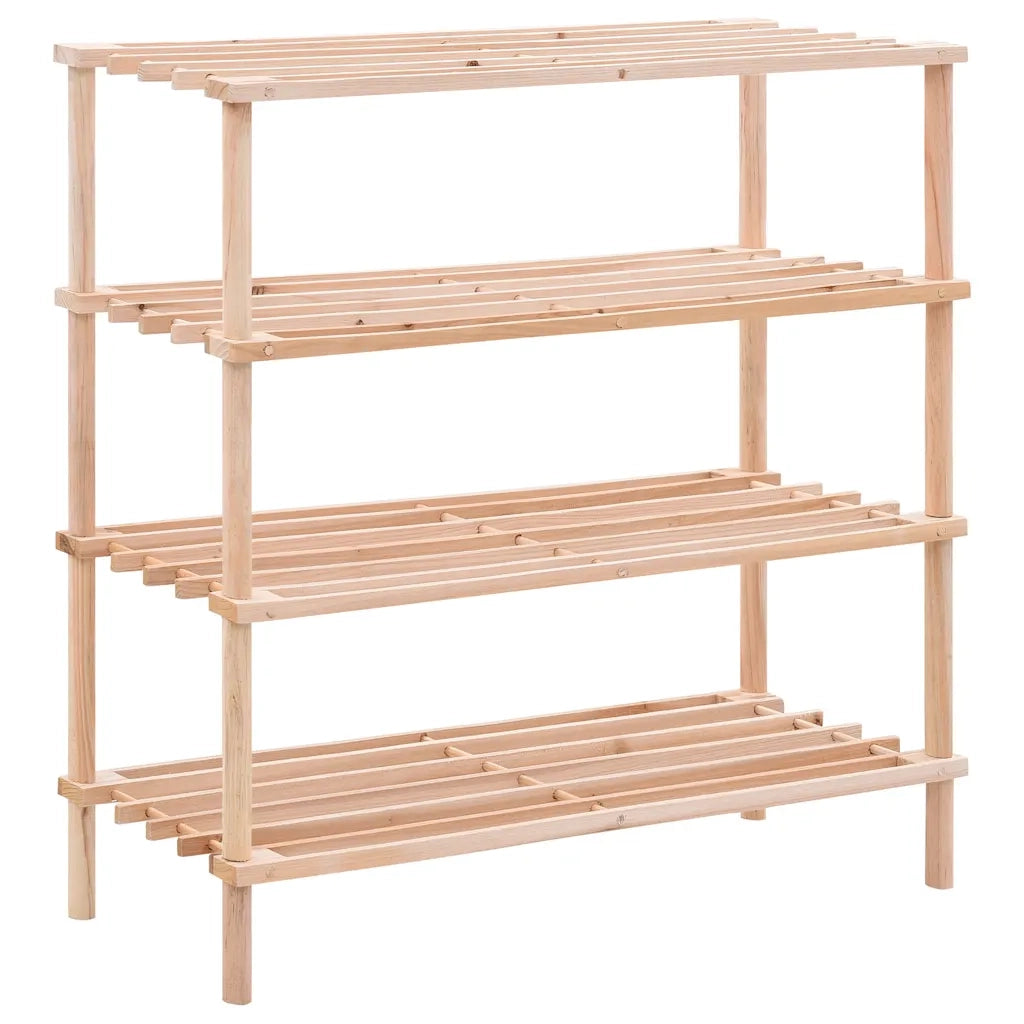 Scarpiera a 4 Livelli-Scaffale per scarpe in Legno Massello di Abete