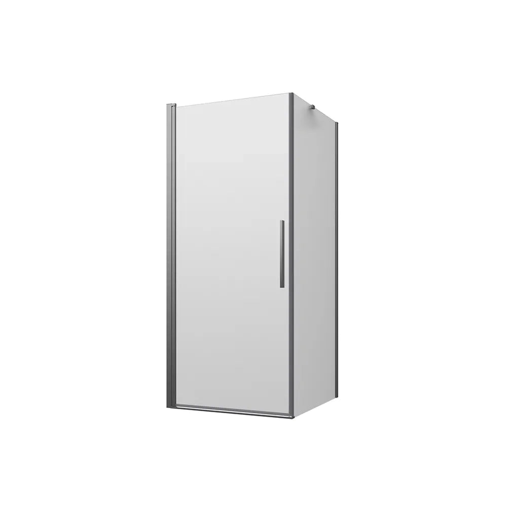 Box doccia 80x90cm con apertura a battente e parete fissa, profili cromati e vetro da 6mm opaco h195 | Elba