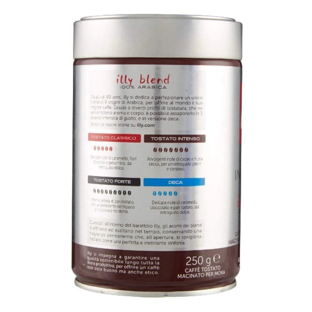 Illy caffe' macinato espresso tostato intenso 100% arabica macinato barattolo da 250 grammi